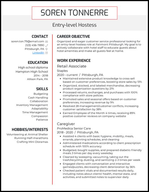 host resume objective